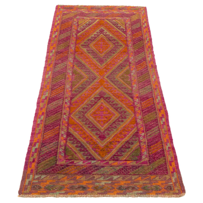 Joeziah One-of-a-Kind 2'6" X 6'4" New Age Runner Wool Area Rug in Purple
