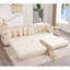 Canapé modulaire en L 110,75 po, canapé modulaire en velours côtelé, avec repose-pieds mobile, porte-gobelets, 8 coussins décoratifs, poche latérale, déplier dans un lit-1844824476