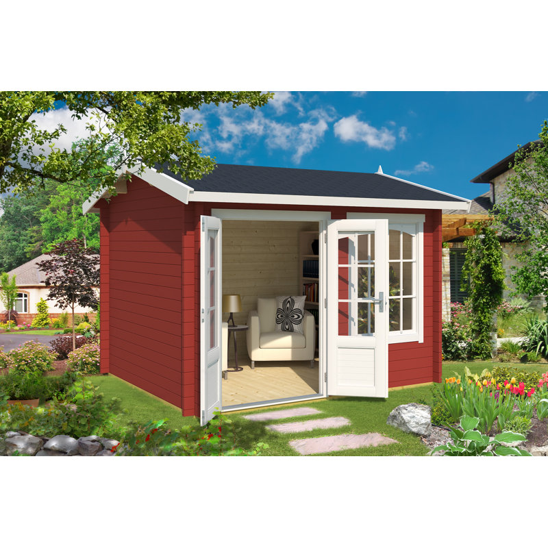 Lasita Alex 10 x 8.5 Ft. Premium Log Cabin With Tempered Double Glazing (44mm), ALEX SWEDISH RED