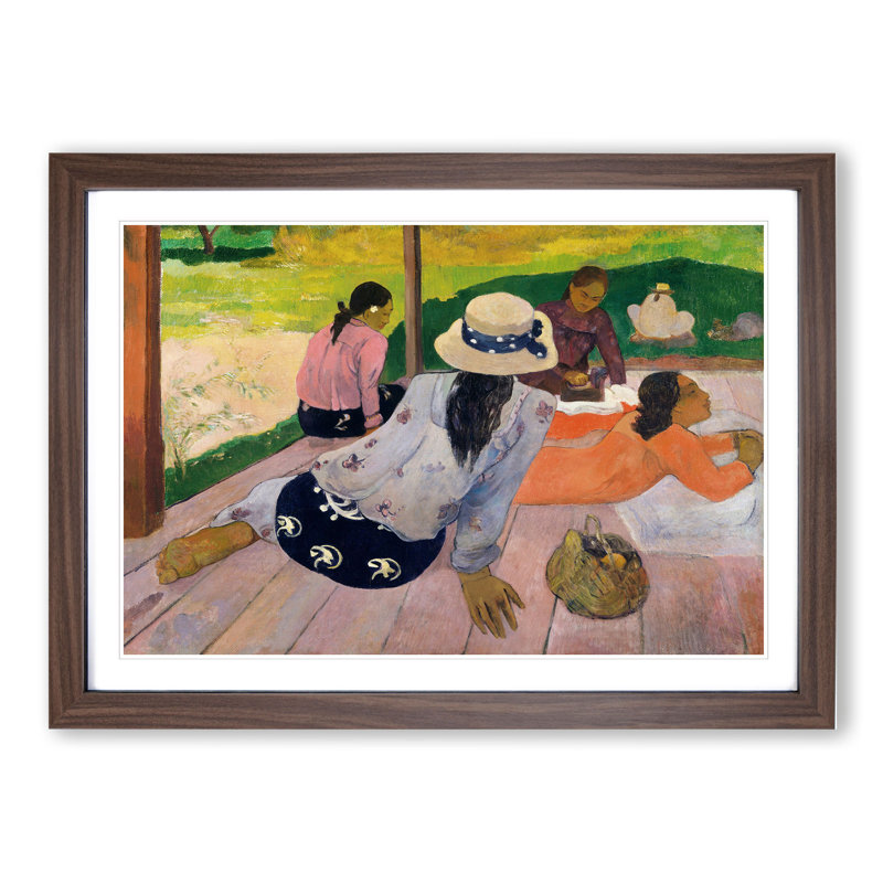 The Siesta by Paul Gauguin - Picture Frame Painting, Walnut Framed, 36cm H x 48cm W x 2cm D