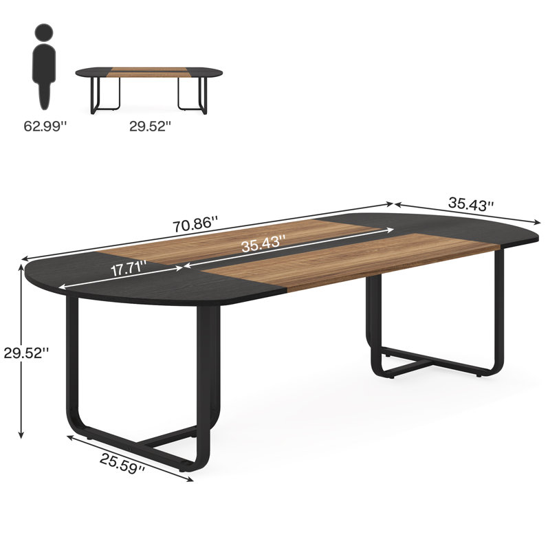 Jazib Oval Metal Base Dining Table, Black/Natural