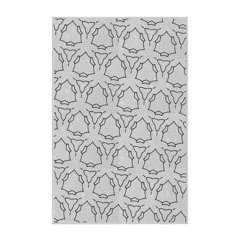 Tapis blanc/noir à motifs, Rectangle 2 pi x 3 pi