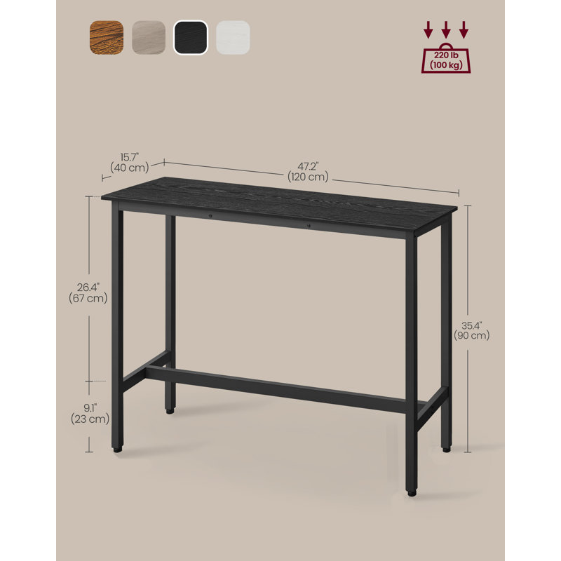 Bar Table, Ebony Black, 35.4"H x 47.2"L x 15.7"W