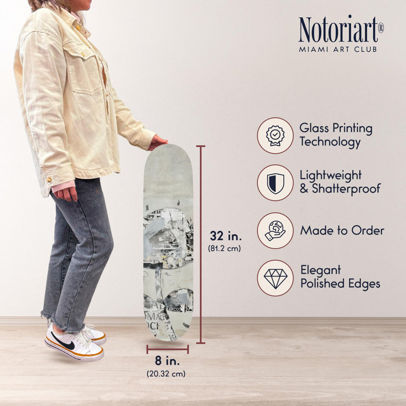 Ensemble d'art mural moderne abstrait en acrylique Skateboard par Notoriart, 3 panneaux, 8 x 32, pièces florales