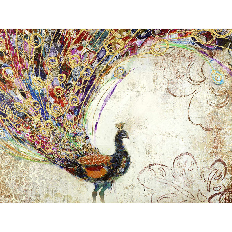 Peacock with gold feathers Bath Mat with Non-Slip Backing - Quick Dry Memory Foam Bathroom Rug - Absorbent - Modern Plush Spa-Style - Machine Washable