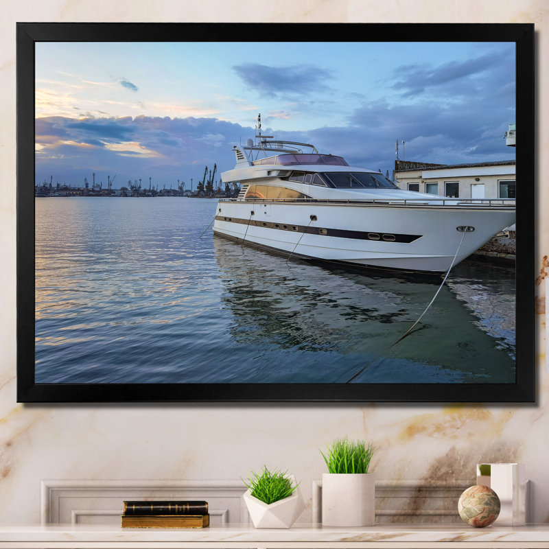 Yacht, bateau, sérénité, photo sur toile, H 30 po x l 40 po x P 1,5 po, Cadre photo noir