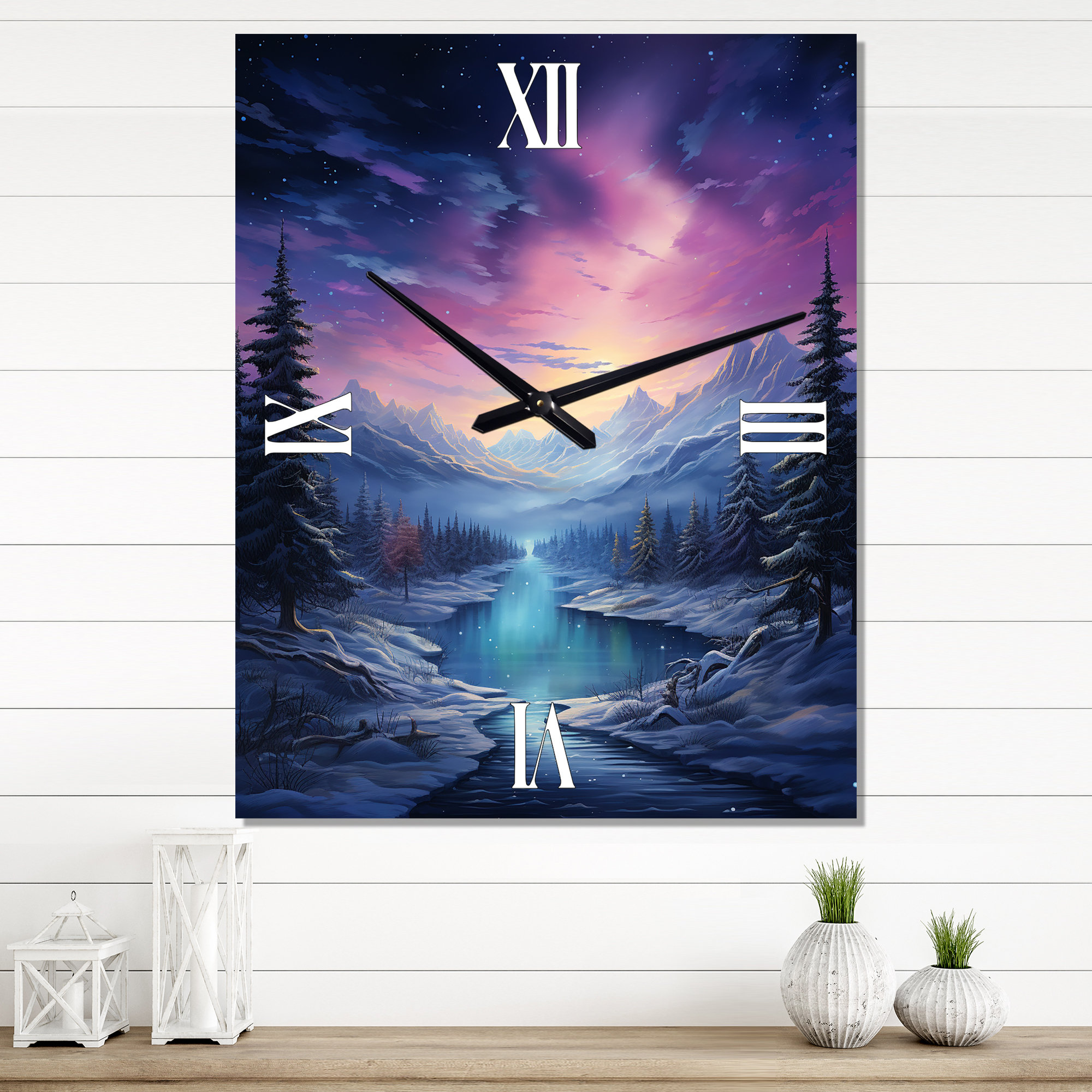 Latitude Run® Northern Lights V Aurora Borealis Wall Clock