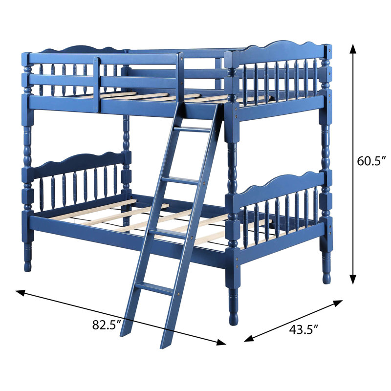 Lit superposé simple bleu foncé avec possibilités de configuration intégrées et polyvalentes Support de matelas