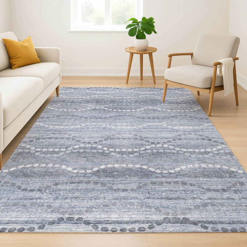 Tapis dégradé de qualité supérieure lavable à la machine Mayfield, Bleu, 3 pi x 5 pi