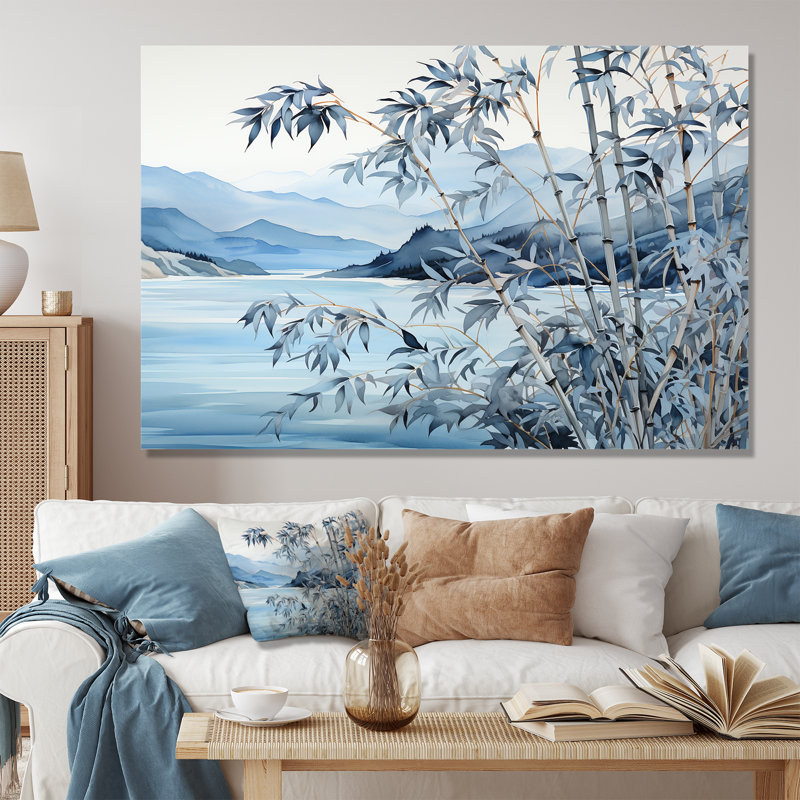 «Blue Bamboo Tranquility 1 - China Art», art mural, Toile tendue, H 40 po x l 60 po x P 1,5 po