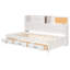 Lit de jour simple en bois avec 3 tiroirs de rangement, tablette souple supérieure, tablette et ensemble de prises et ports USB
