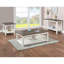 Table basse rectangulaire en brun et blanc, avec structure en bois, construction moderne de style ultra-moderne, solide
