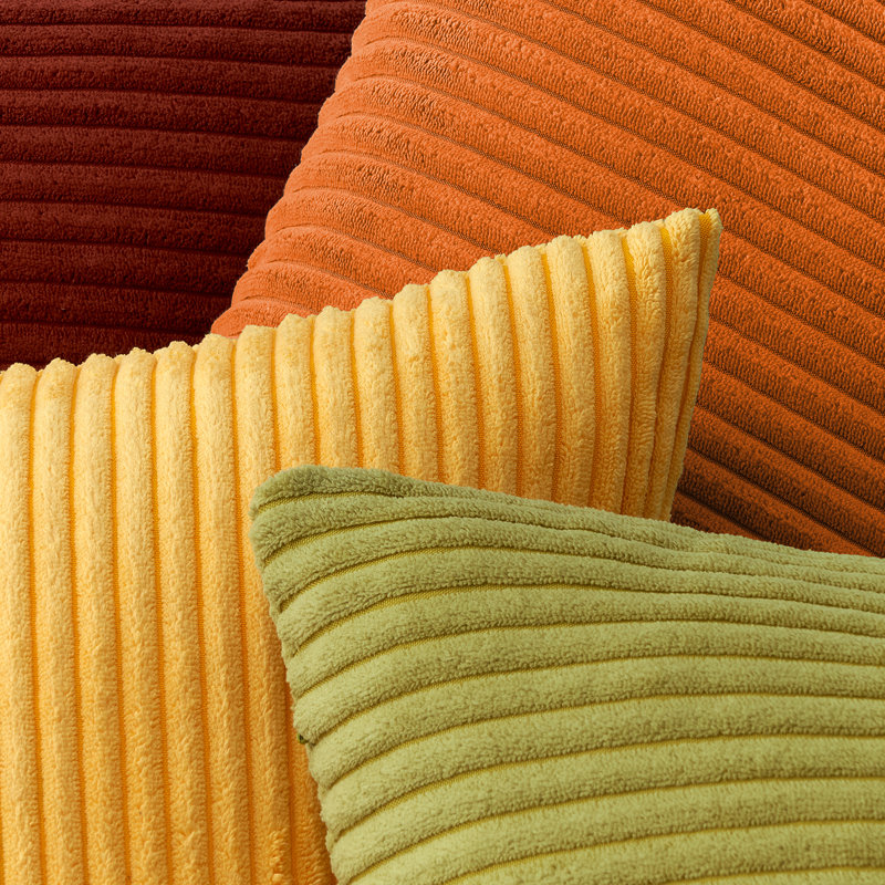 Corduroy Striped Corduroy Pillow Cover Square Modern Gradient Pillow Cases for Sofa,  Decorative Cushion Cover, Yellow Orange