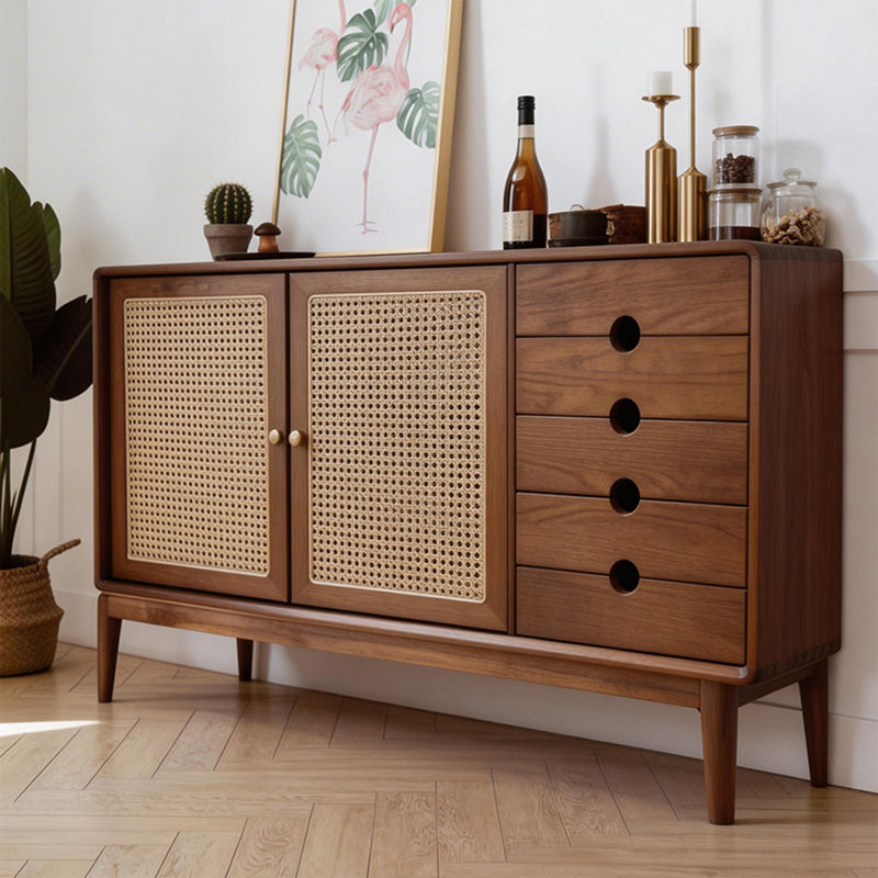 New Chinese Style Rattan Rounded Buffet Table