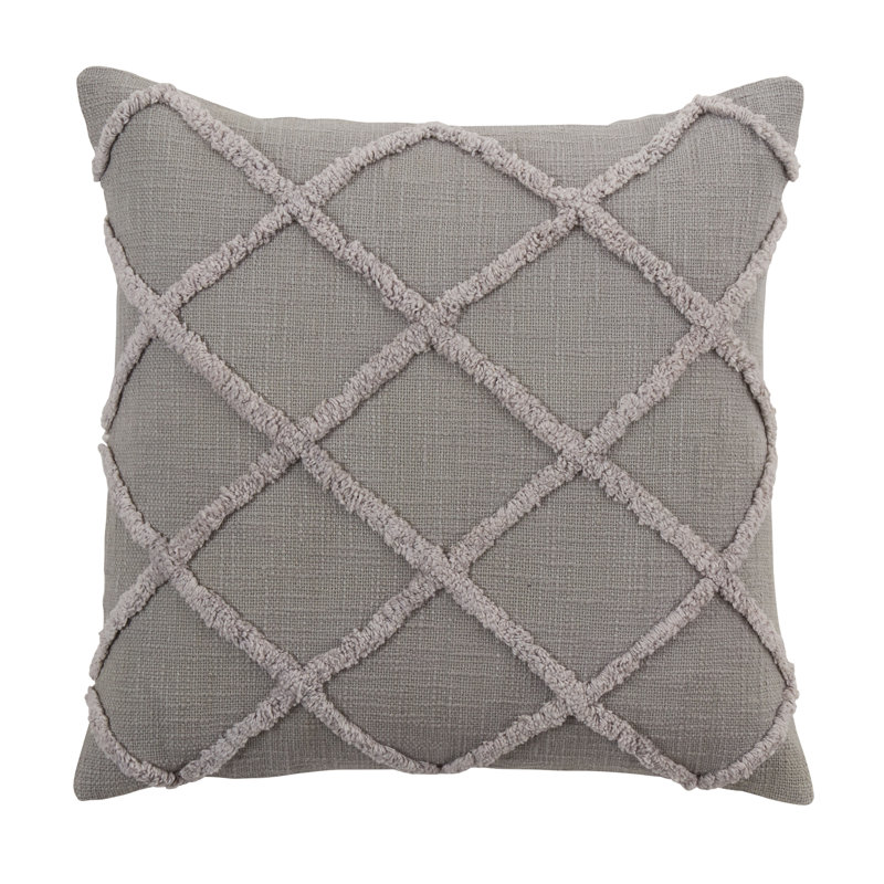 Iero Collection Cotton Throw Pillow, Gray, Polyester/Polyfill