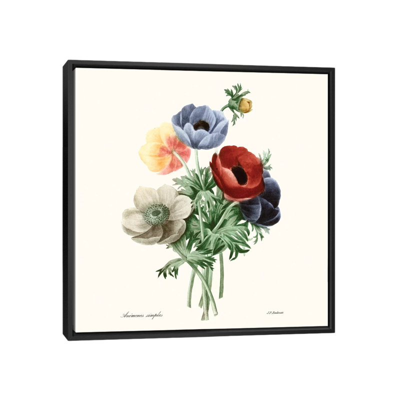 « blushing bouquet i », impression sur toile, H 18 po x l 18 po x P 1,5 po, Toile avec cadre noir, Pas de tapis