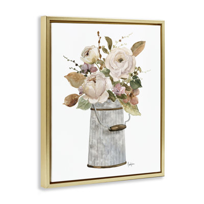 «Rustic Can of Flowers», art mural encadré sur toile flottante, design par Livi Finn