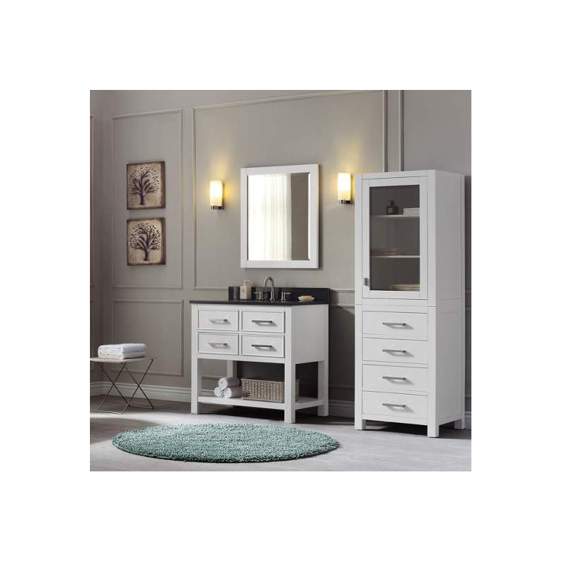 Brooks 36'' W Single Vanity, White, White Engineered Stone