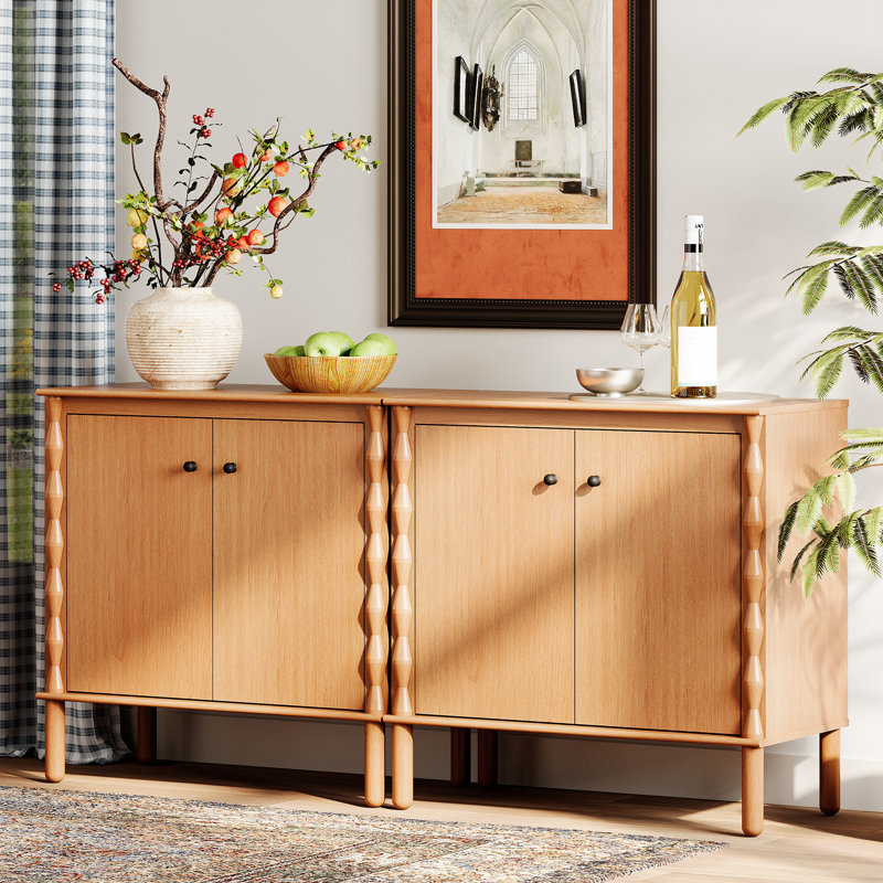 Buffet buffet avec pieds en bois massif, noyer, Noyer