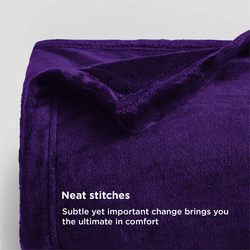 Jyon Soft Touch Mink Faux Fur Throw/Blanket, Purple, Double