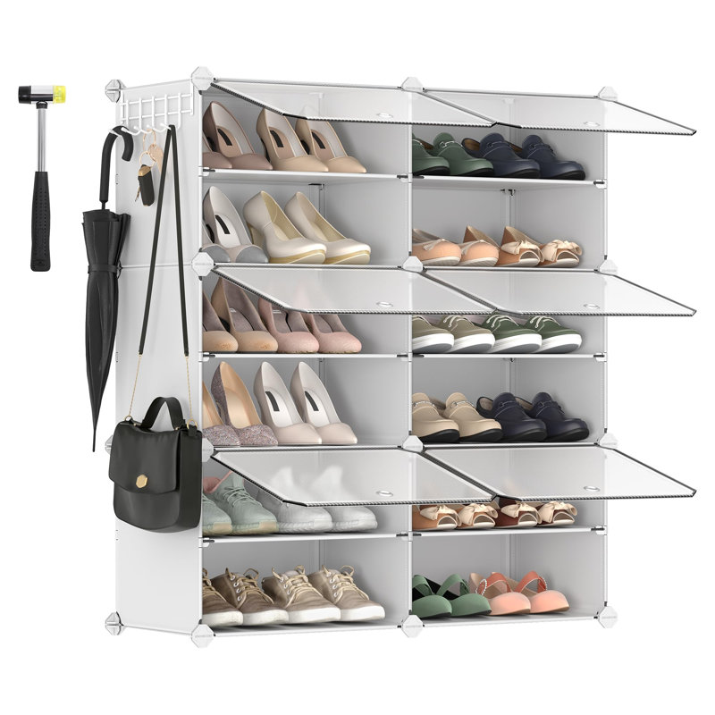 Shoe Rack, White, 37" H x 32.7" W x 12.6" D