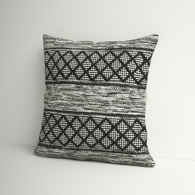 Geometric Grey beaded pillow