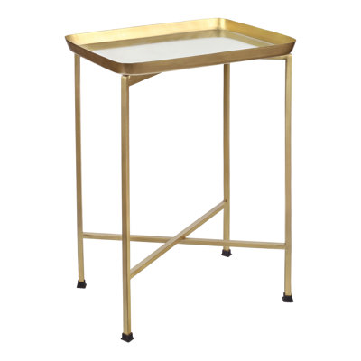 Table basse avec plateau rectangulaire en verre et métal doré mat 26,5 po Sterling Modern