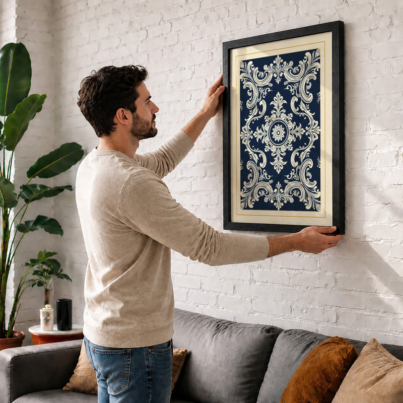 Ornamental Scrollwork Art Deco - Framed Print, A1 - 84.1 x 59.4 cm, Black
