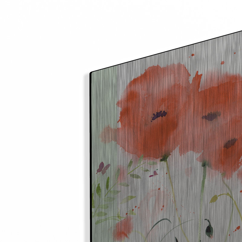 «Poppies Chinoise» par Sheila Golden, art mural en métal, H 12 po x l 12 po