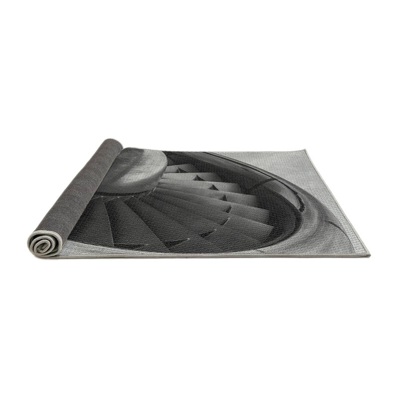 Tapis gris/vert à motifs, Rond 3 pi