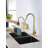Gold Kitchen Faucet With Pull Down Function - Fingerprint, Deck Mounted Single Hole, 360 Rotatable Water Jet, Stainless Steel Spray In Golden Shade Swiveling Discharge Nozzle,-1691007110
