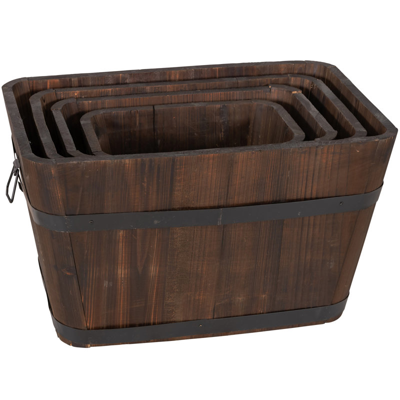 Barrel Style Planters Wood Barrel Planter