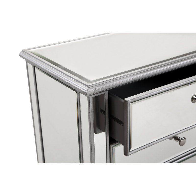 Commode double à miroir 6 tiroirs Caila, Argent