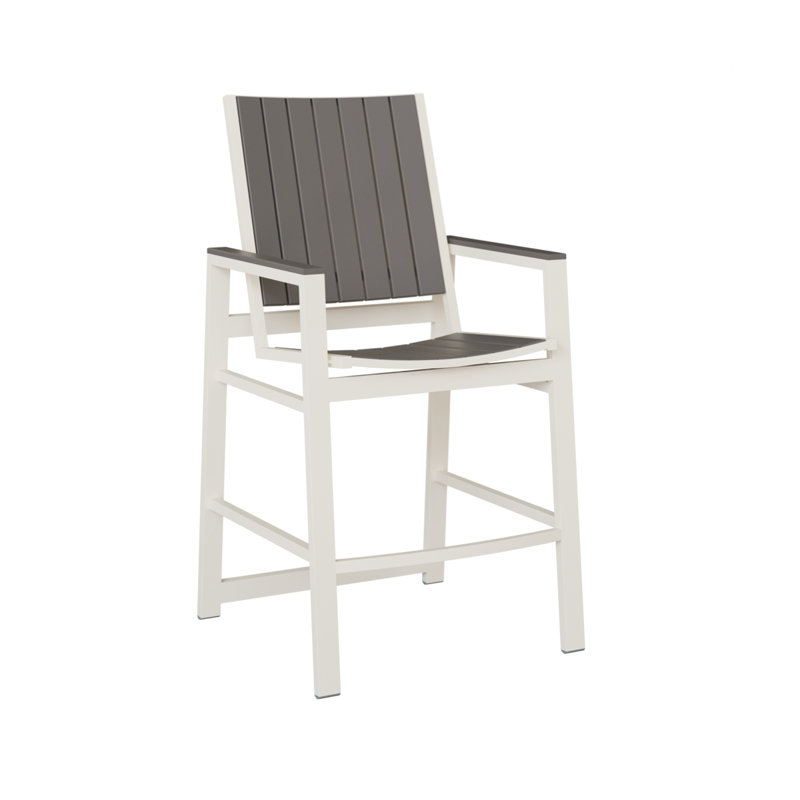 Vida Outdoor Bar Stool, Light Gray