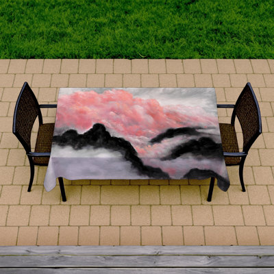Gray and Pink Clouds Tablecloth | Indoor/Outdoor Home Decor