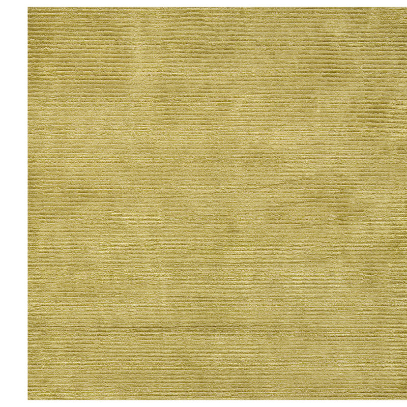 Hand Knotted Area Rug in Olive Green, Runner 2'6" x 12', Gold