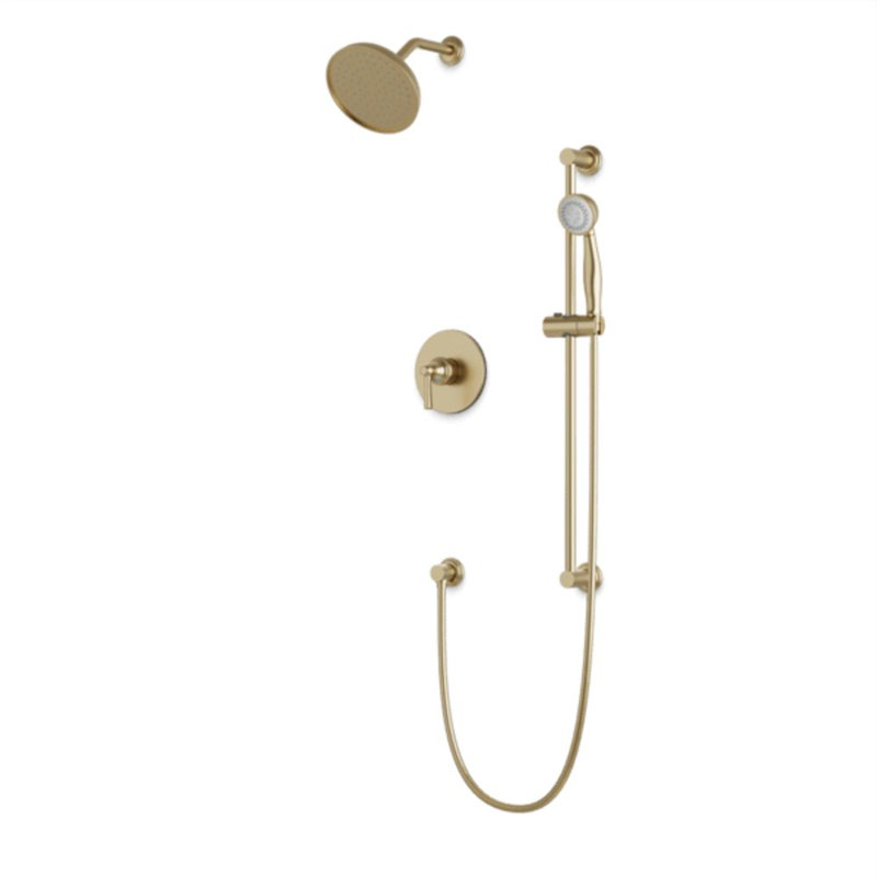 Classic 2-Way Pressure Balance Shower Trim Kit With Hand Held Shower On Integrated Slide Bar Satin Brass, Satin Brass