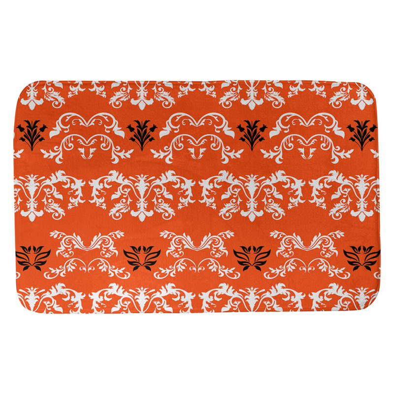 Tapis pour salle de bain Cincinnati, l 17 po x L 24 po, Blanc / Orange / Noir