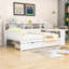 Lit de jour en bois avec tablettes de rangement, 2 tiroirs de rangement et bureau d'étude-760924356-760924357