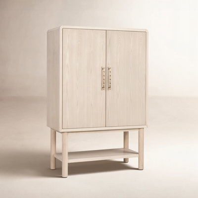 2-Door Ash Wood Bar Cabinet