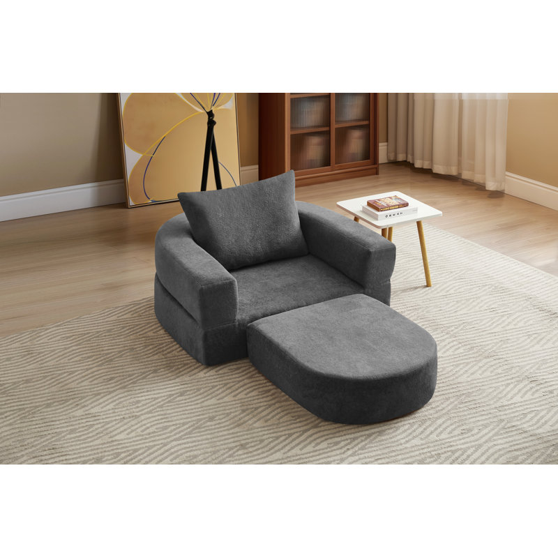 Boneless 41 inch Modern Velvet Floor Sofa Bed, 3-in-1 Convertible Memory Foam Futon with No Assembly Required for Small Space