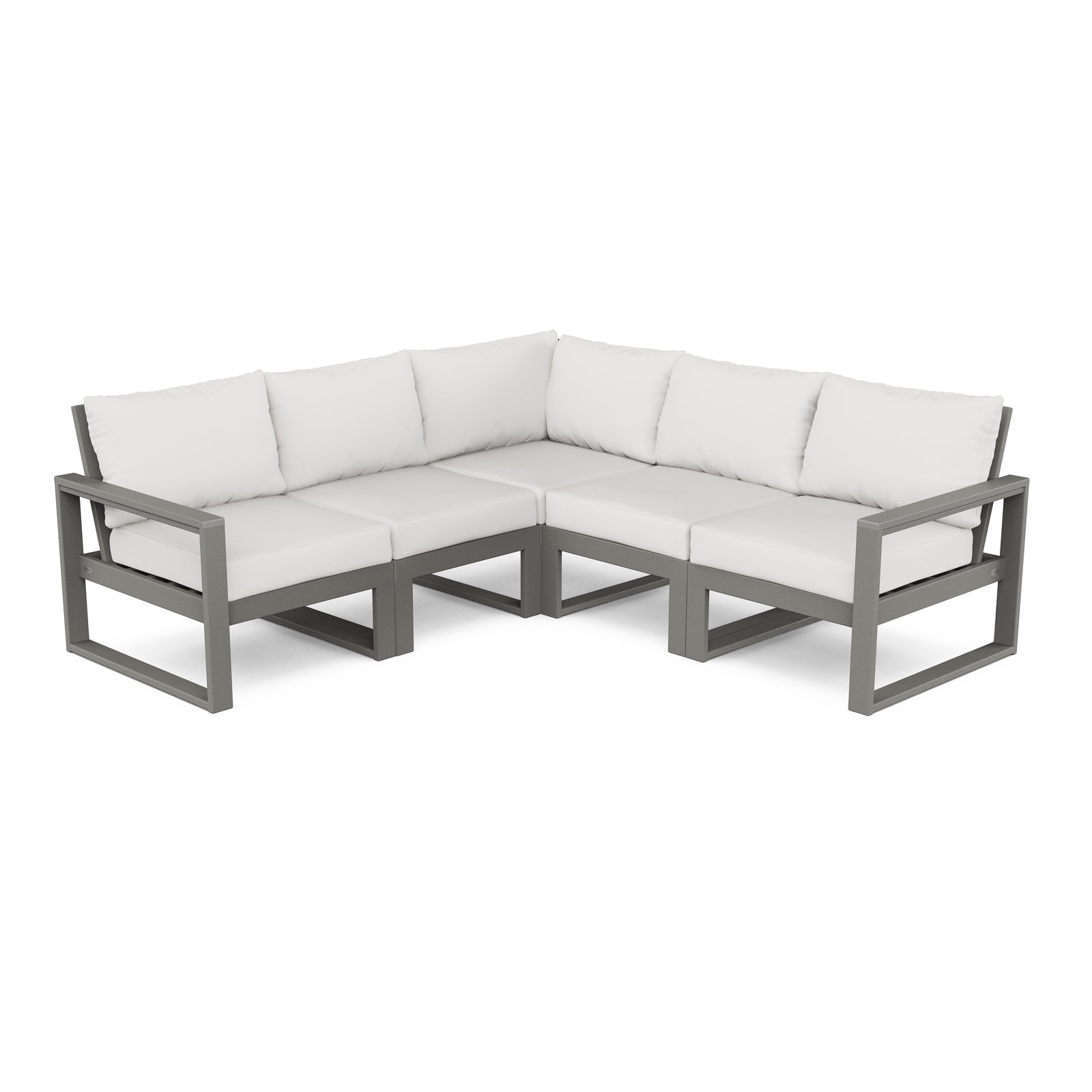POLYWOOD® Edge 85" Patio Sectional, Natural, Slate Grey