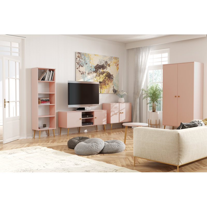 Aafje Unfinished TV Stand for TVs up to 70", Light Pink