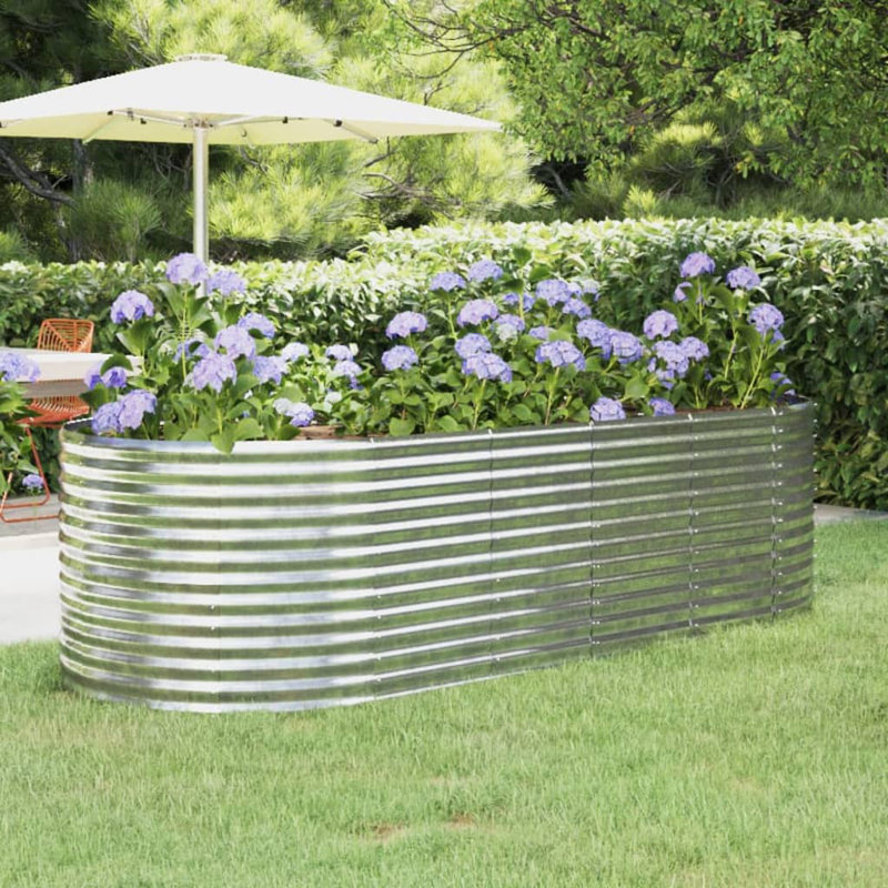 Garden Raised Bed Powder-coated Steel, Silver, 68 cm x 447 cm x 140 cm