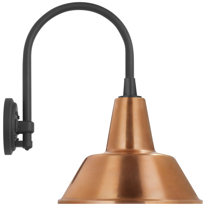 Thomas O'Brien 1 - Light Outdoor Barn Light, Matte Black, Soft Copper, 17.5" H x 12.5" W x 16.75" D