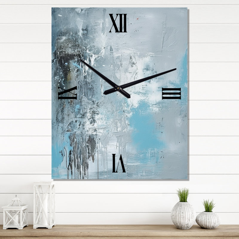 Horloge murale abstraite sereine subtile en bleu clair II, Moyen