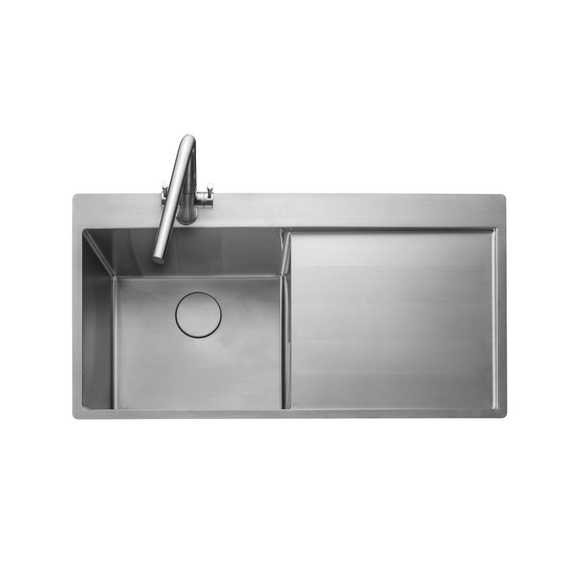 Rangemaster Sink & Taps 500mm W Single Bowl Stainless Steel Drop-In Kitchen Sink with 1 Faucet Hole