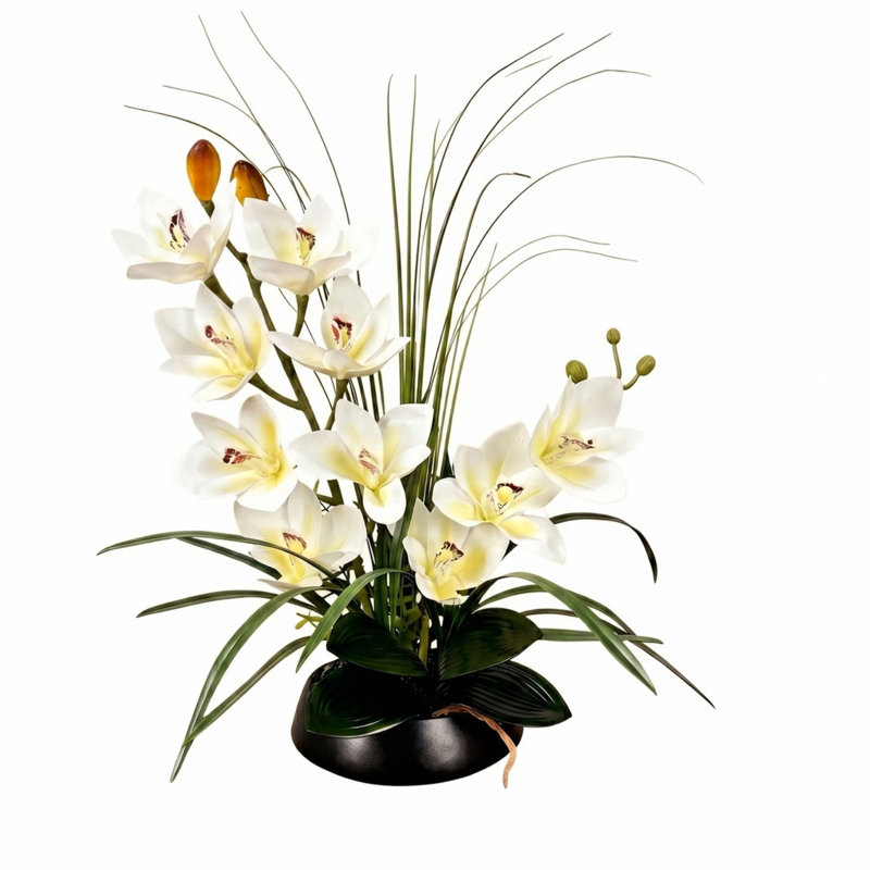 Orchidées artificielles en pot de 21 pouces, bonsaï orchidées décoratives avec technologie Real Touch, orchidées artificielles / artificielles qui semblent réelles pour les décorations de table