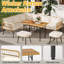 Ensemble de conversation de patio 6 pièces en osier avec table, ensemble de canapé modulaire d'extérieur en forme de L avec coussins, ensemble de conversation en rotin toutes saisons Boho pour cour, porche, balcon, terrasse, beige