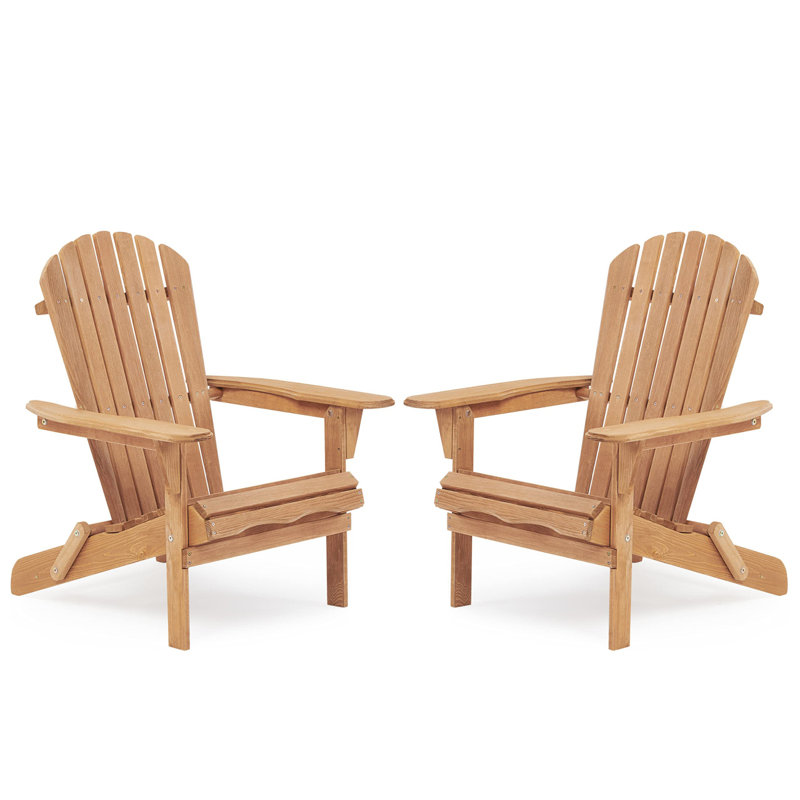 Ensemble de 2 chaises longues en bois de cèdre massif avec grain de bois, Brun pâle